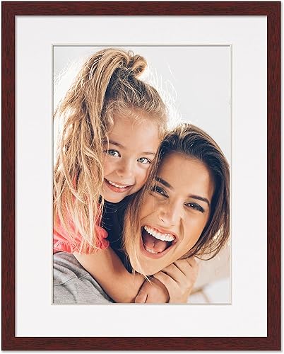 Miniatura 2 de Marco de 8 x 10 pulgadas con paspartú, marco de madera marrón de 10 x 12 pulgadas, hecho para exhibir impresión o póster de 8 x 10 pulgadas con