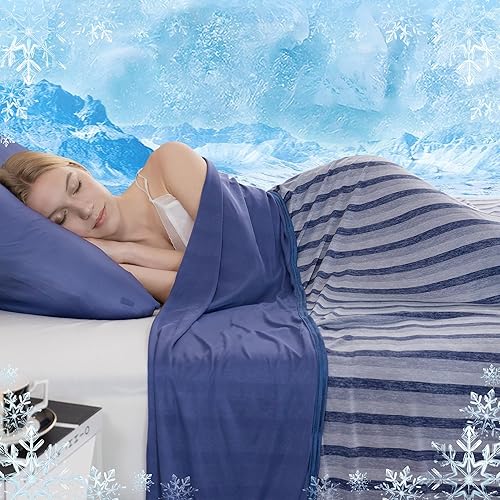 Auemtyn Mantas refrescantes, tamaño King con efecto de enfriamiento mejorado de doble cara, mantas japonesas Q-Max 0.5, ligeras y transpirables para