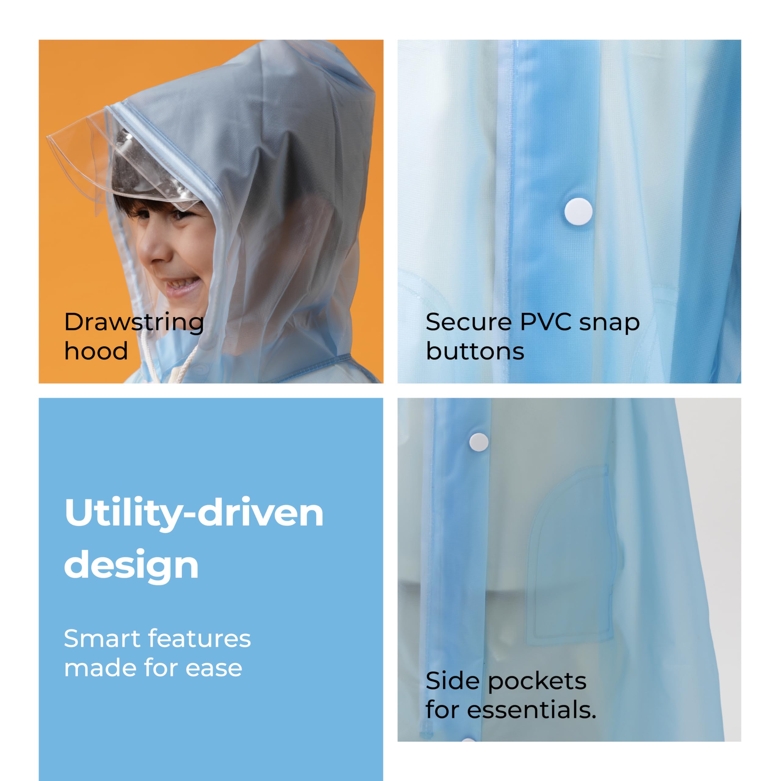 Lifelong Drench Dew Kids Raincoat for Boys & Girls (10-11 Years) | Waterproof Single-Layer PVC Long coat with Adjustable Hood | Lightweight Polyester | Unisex Standard Length Rain Jacket (Sky Blue) 1