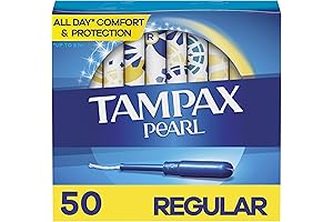 Tampax Pearl Tampons Regular Absorbency, Leakguard Braid Unscented 50ct