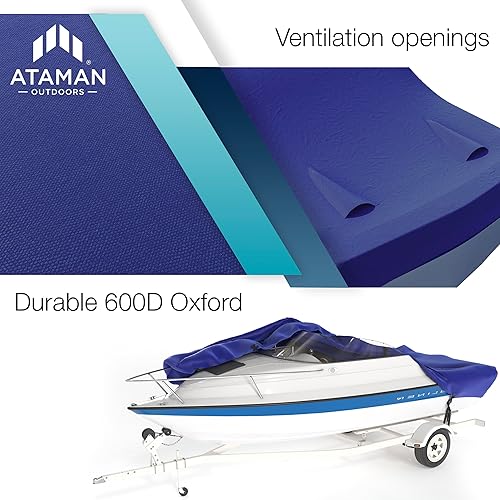 Miniatura 2 de Ataman Trailerable Waterproof Boat Cover - 600 Marine Grade Polyester Canvas Boat Covers for V-Hull, Tri-Hull, Runabout Boat - Boat Cover 23-24 ft
