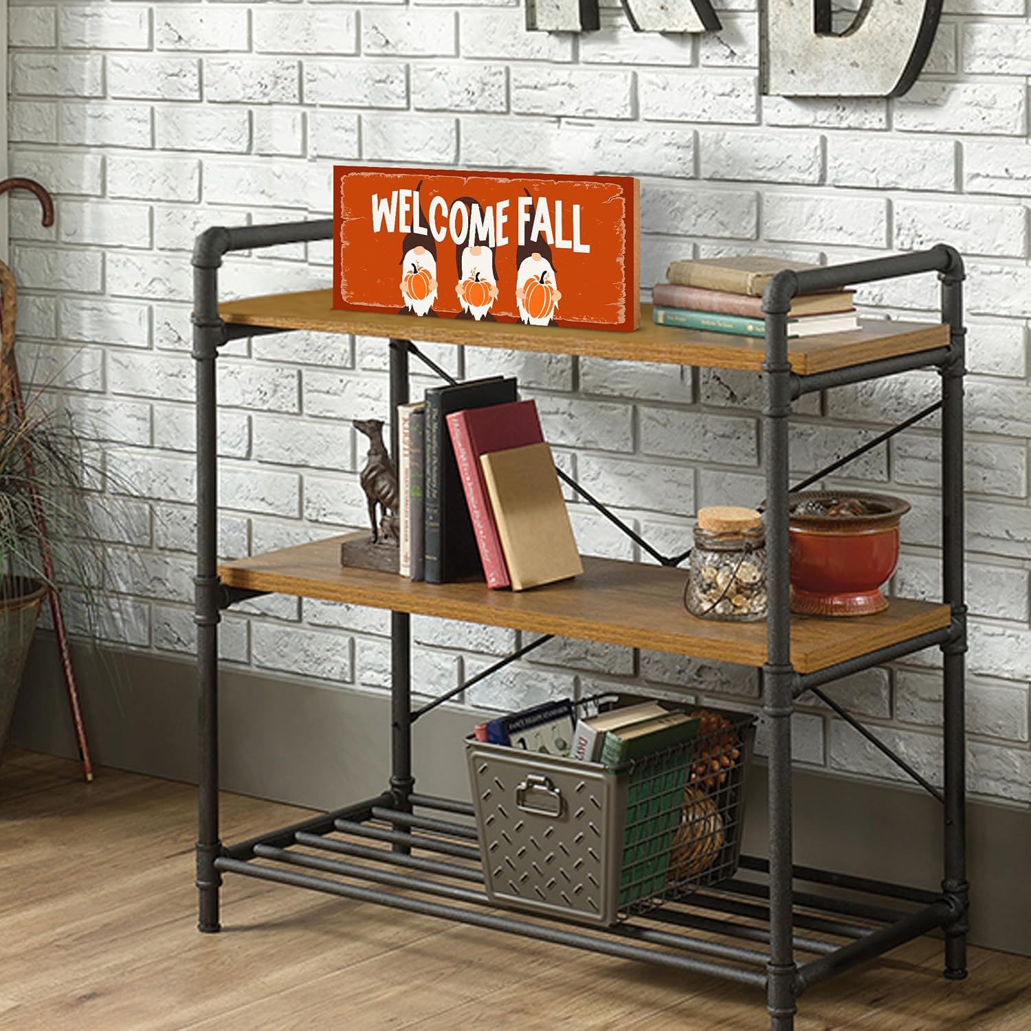LifeSong Milestones Shelf Sitter for Fall Season Signs Inspirational Tabletop Decoration for Home Office Family Decor (Welcome Fall)