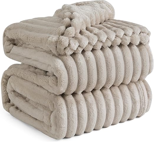 Bedsure King Size Blanket for Bed - GentleSoft Cozy Soft Blankets for Women, Cute Large Fleece Throws for Girls, Linen, 108x90 Inches