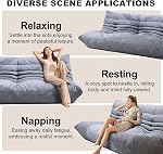 Full Foam Three Seater Sofa – Bean Bag Chairs Floor Couch for Adults, Waterproof Upholstery, Armless Fireside Lounge Chair for Living Room, Apartment, or Office (Grey)