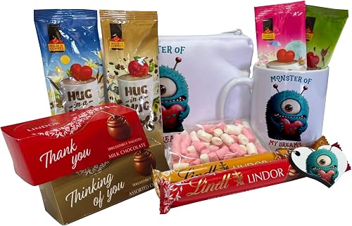 Pandok Mug Gift Set - Lil' Monsters Monster of My Dreams with Cappuccino and Luxury Chocolates