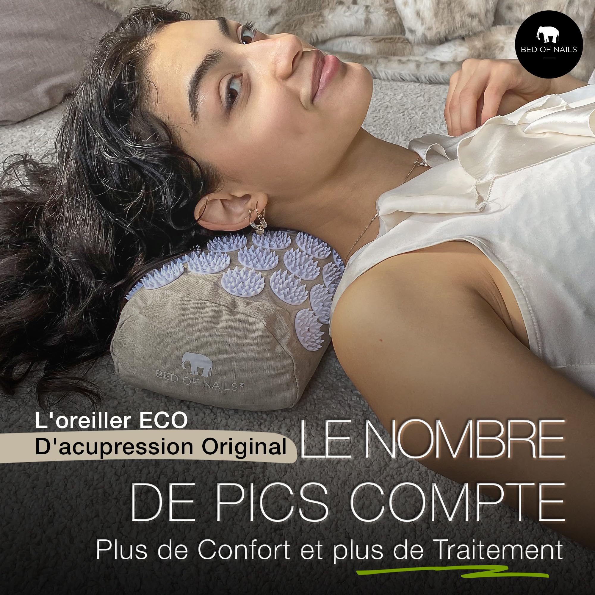Bed of Nails Original ECO Acupression Oreiller avec 2,142 Pression Pointes pour Cou et Épaule Douleur, Dos Douleur et Stress Soulagement, Transport Sac, 38 x 15 x 10 cm