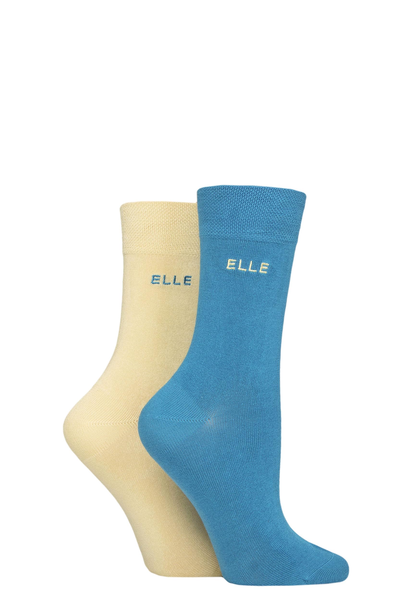 ELLE Ladies Bamboo Fibre Socks - Soft, Breathable & Cooling Plain Socks in a Multipack of 2 Pairs Sizes 4-8 Storm