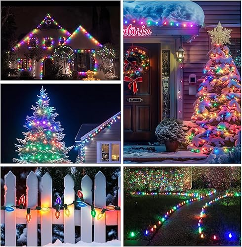 Miniatura 8 de C9 Luces de Cadena de Navidad, 25 pies 26 Bombillas Brillantes y Multicolores para Exteriores, Luces de Navidad para Techo, Patio, Jardín, Luces