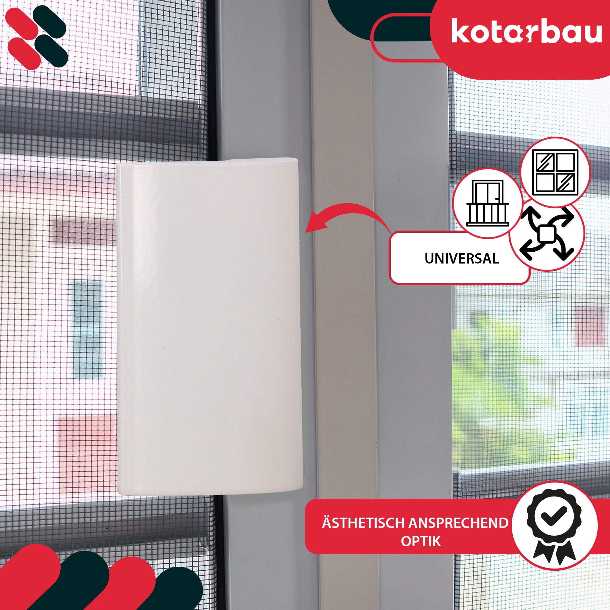 KOTARBAU Balkondeurgreep aluminium balkongreep wit 9016 terrasdeurgreep DE LUXE veilig rokers deurklink sluiten greepschelp universele trekgreep