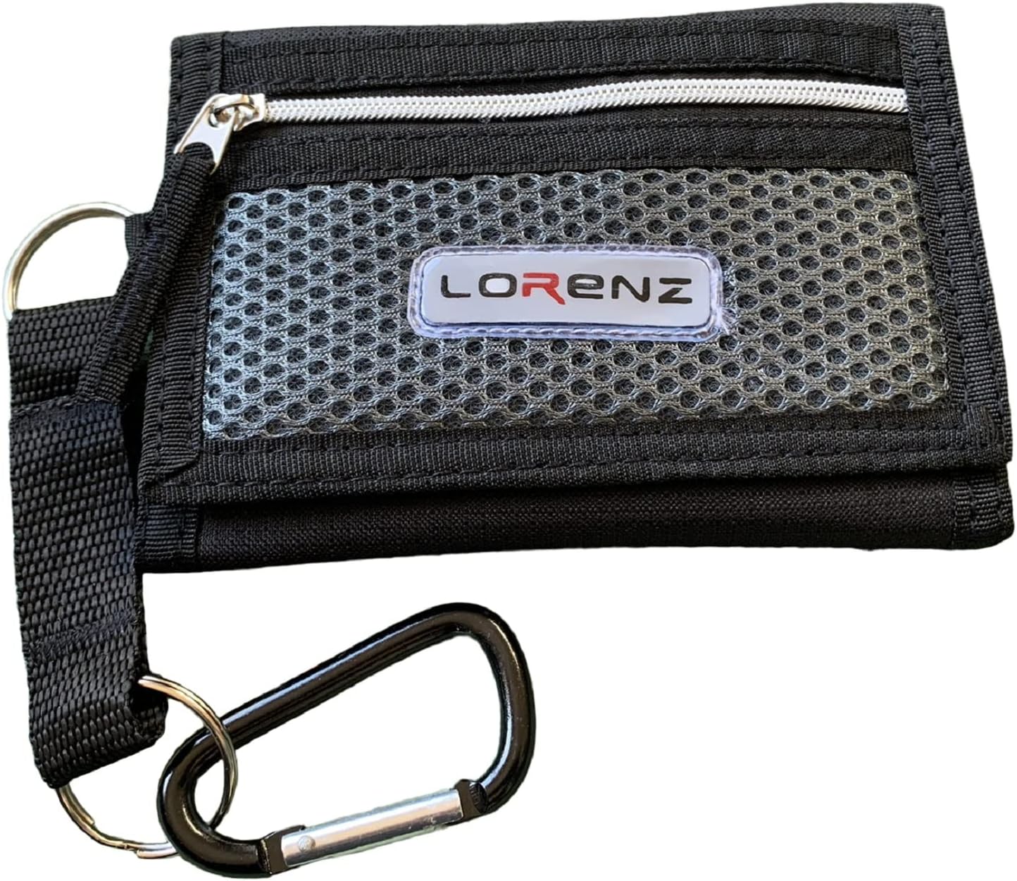 Lorenz Mens Slim Canvas Sports Wallet with Belt Hook - Black, 9.5 x 13 x 1 cm