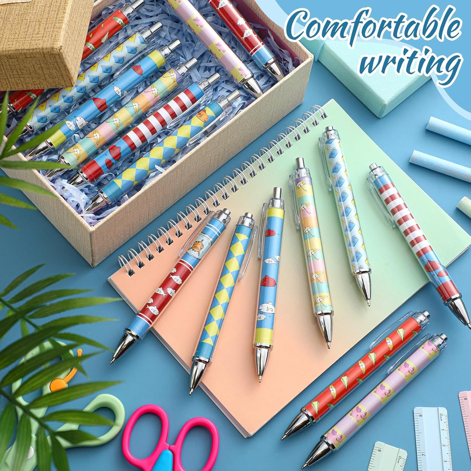24 Pcs Read Across America Gifts Pens Red and Blue Cartoon Party Favors Reading Week Fish Ballpoint Pens Character Read Across America Decorations for Teachers Prizes Stuff Party Supply