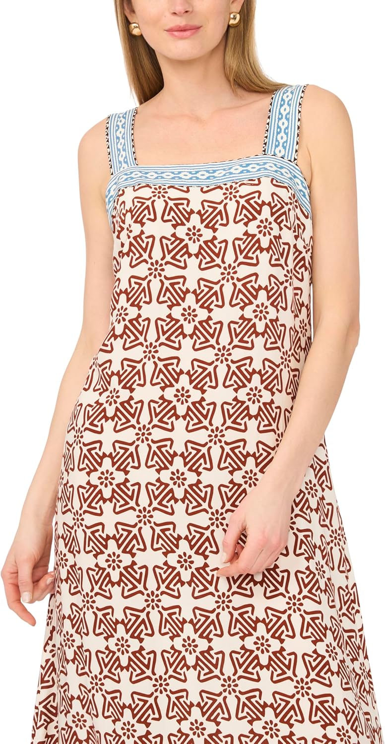 Smocked Back Sleeveless Maxi Skirt W/Print