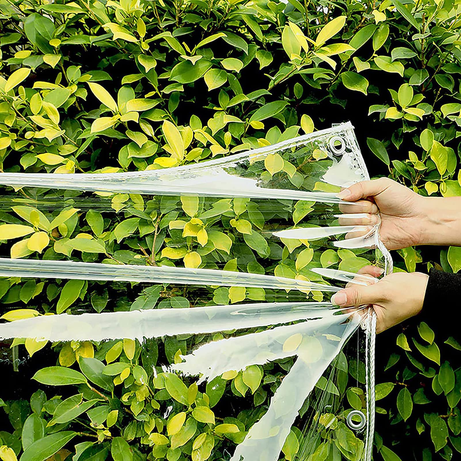 Bâche imperméable et résistante en PVC transparent avec œillets renforcés - 3 x 4 m - Pour camping en plein air - Pour toutes les conditions météorologiques