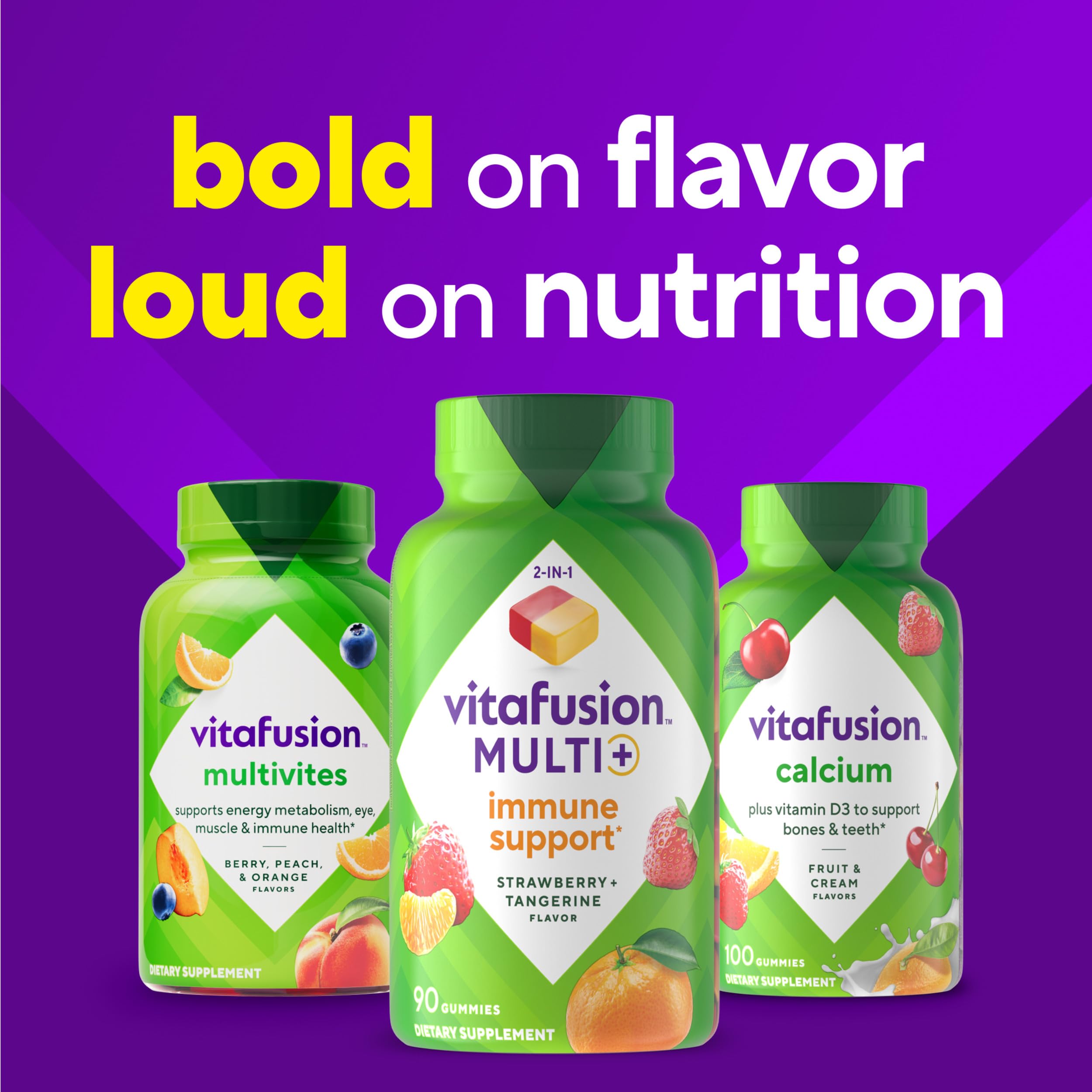 Vitafusion Multi+ Immune Support* – 2-in-1 Benefits & Flavors – Adult Gummy Vitamins with Vitamin C, Zinc, Daily Multivitamins, 90 Count
