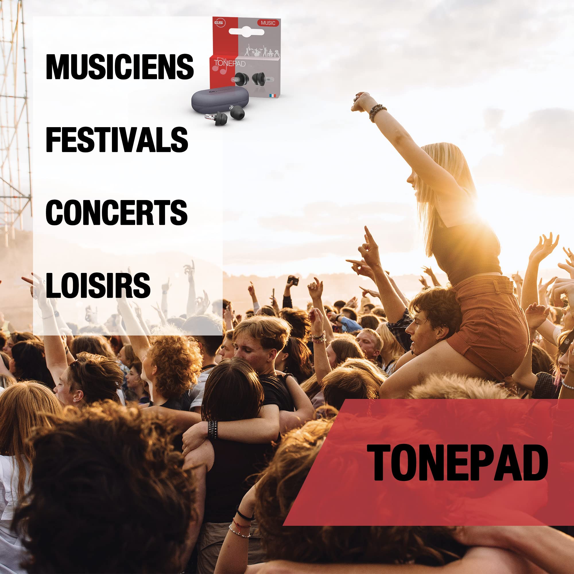 EarSonics | TONEPAD | Tappo per orecchie | Protezione dell'udito Musicista certificata | Riduzione del rumore concerto e musica ad alta fedeltà | Filtro Brevettato Made in France | Riutilizzabile |