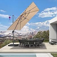 Vista 23 de PURPLE LEAF Sombrilla de Patio de 8 Pies para Exteriores Sombrilla Cantilever Cuadrada de Aluminio Sombrilla Offset con Rotación de 360 Grados