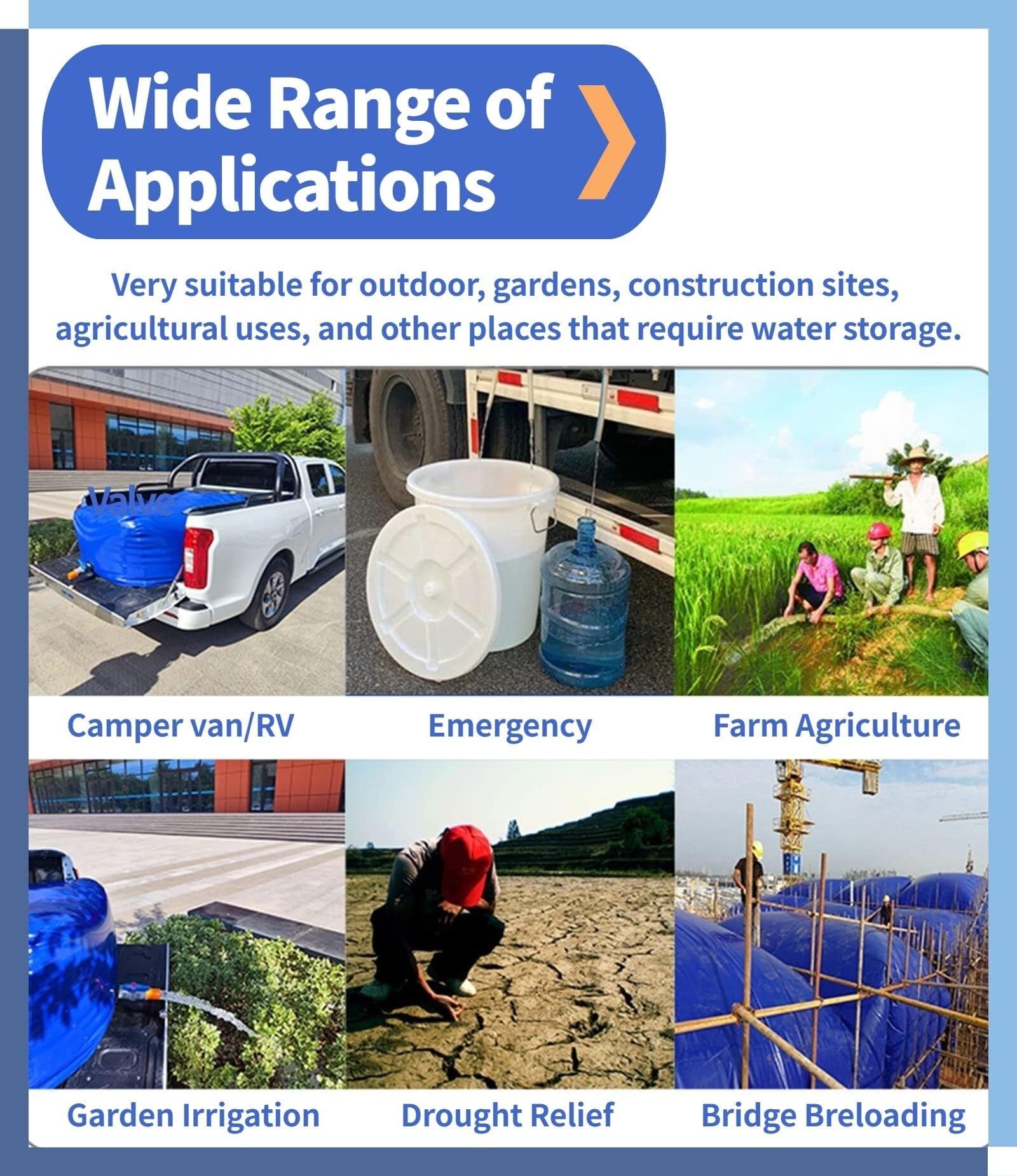 Depósito de Agua Flexible Container Water Storage Bag with Tap Thickened Garden Portable Used In Construction/Agriculture/Transportation Pre-Loading Bag for Bridges