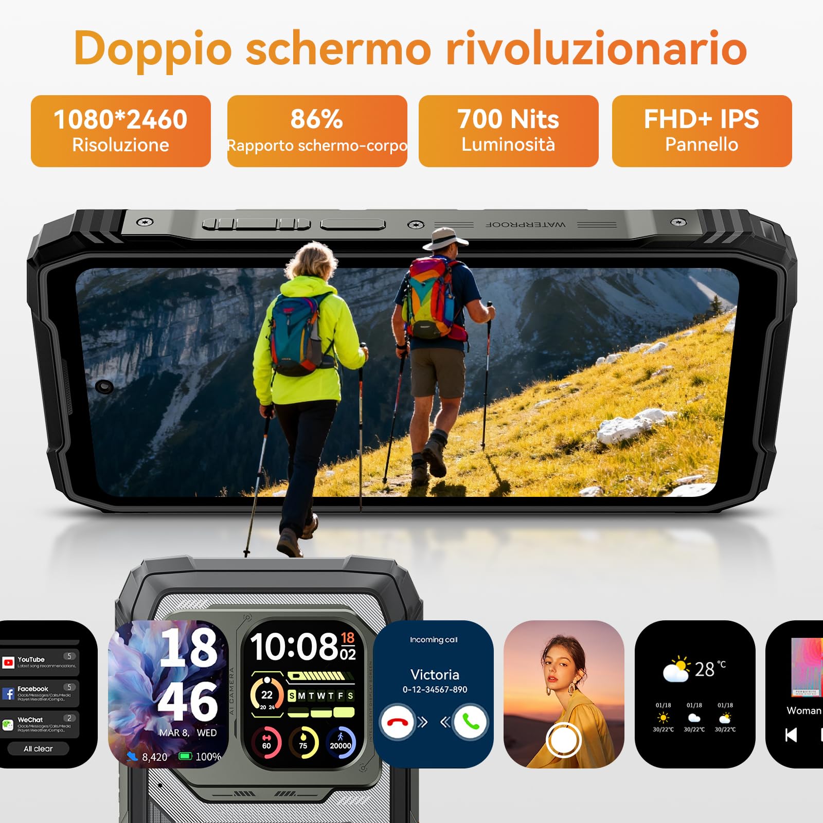Blackview Xplore 1 Pro 5G Rugged Smartphone Termografia, 20000mAh/55W, 36(12+24)GB+256GB/2TB TF, Dimensity 7050 Android 15 Telefono Indistruttibile, 6.78" 120Hz 2.4K, 64MP+50MP, IP68/IP69K/OTG/NFC/GPS