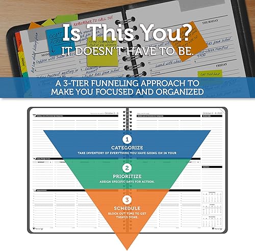 Miniatura 2 de Planner Pad Embudo de 3 niveles encuadernado en espiral, organizador de 12 meses, inicio del 1 de octubre (octubre de 2023 a septiembre de 2024),