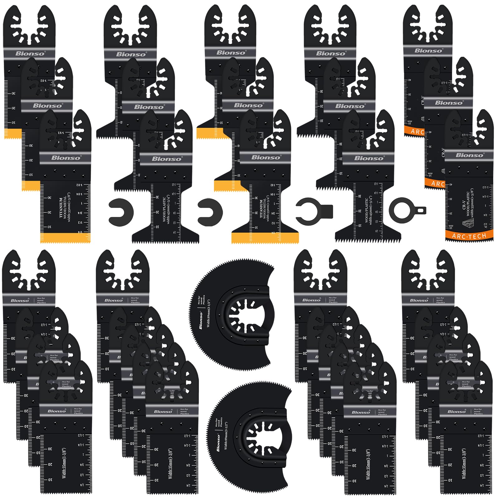 35PCS Oscillating Tool Blade Cuts Wood and Metal, Sharp and Durable Titanium Multitool Blades, Multi Tool Blades Kits, Oscillating Saw Blades Fit Dewalt Milwaukee Ryobi Makita WORX Rockwell