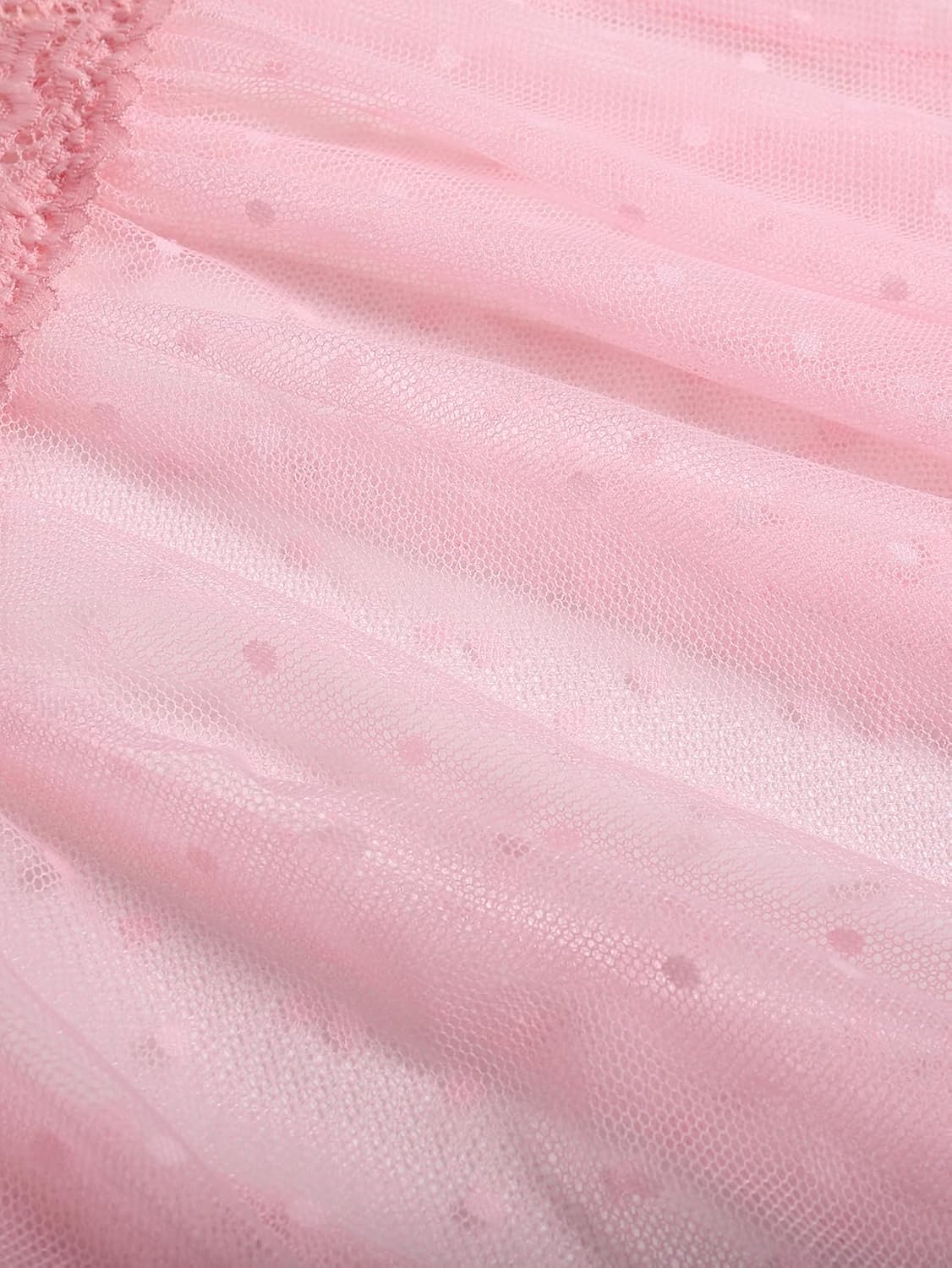 Women's 2Pcs Lace Sheer Mesh Polka Dots V Neck Babydoll Teddy Lingerie Set - Image 4