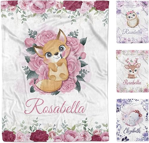 Miniatura 31 de AVIClothes Manta de bebé niña personalizada, mantas personalizadas de elefante para bebé, manta de bebé con nombre para niña, 30 x 40 pulgadas