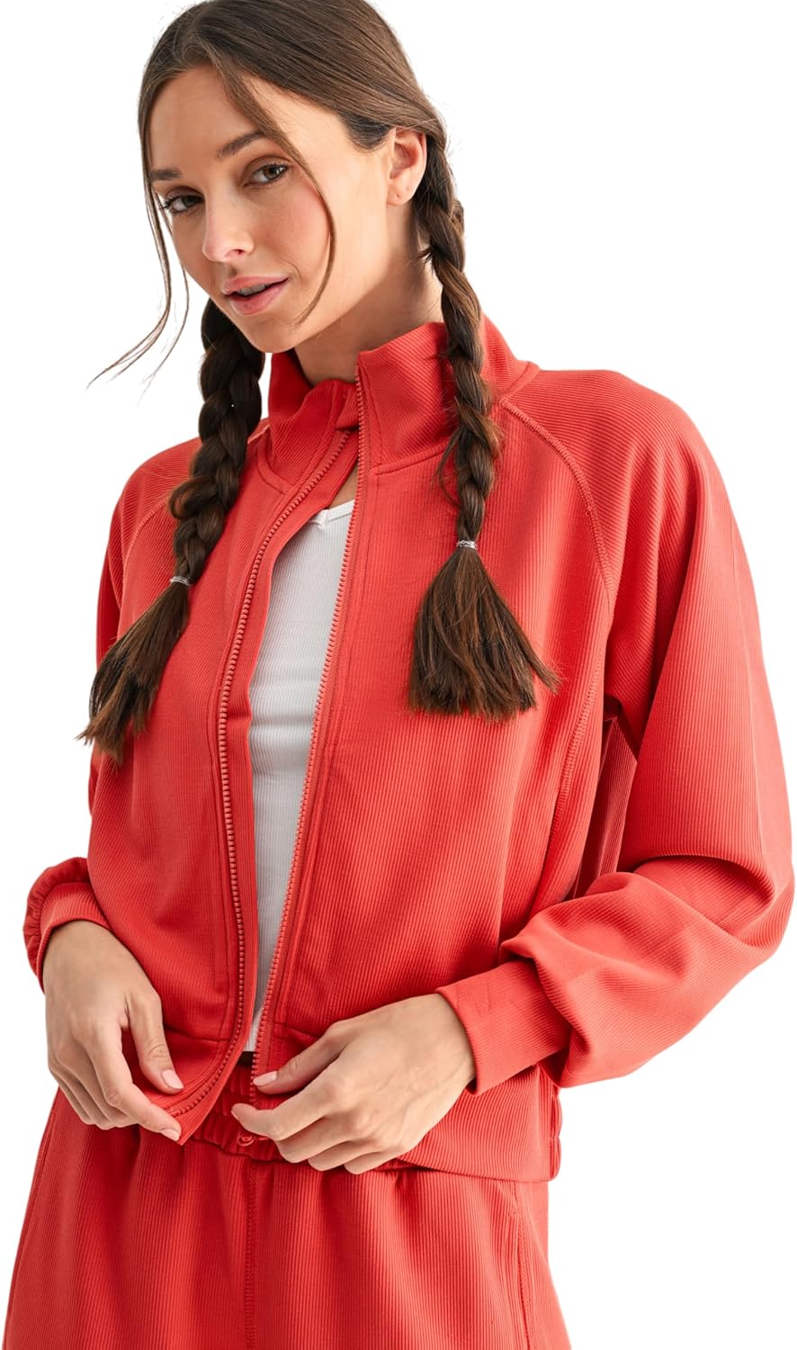 Mono B Luxe Sand Wash Rib Zip Jacket