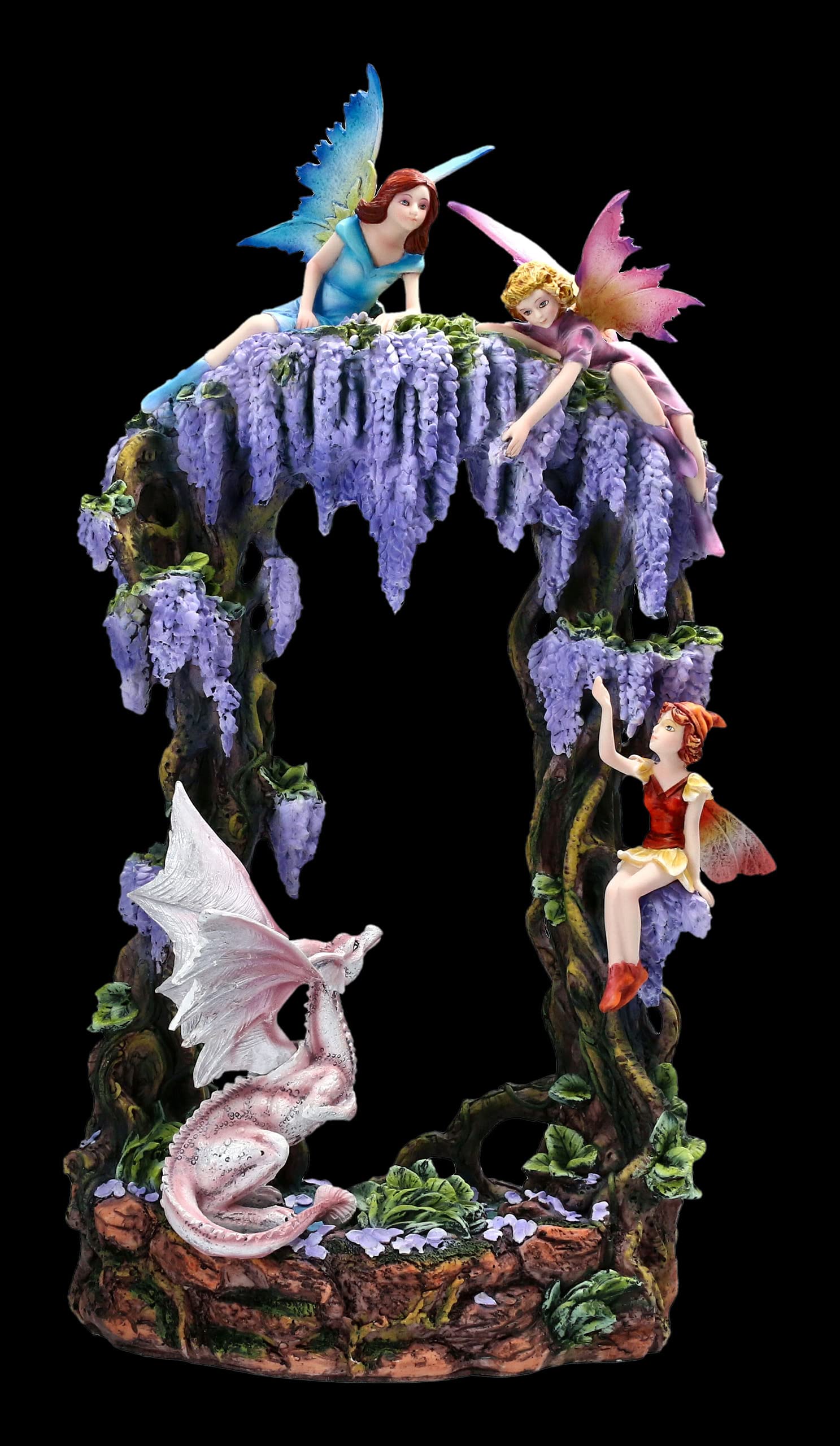 Elfen Figuren mit Drache Spielen im Paradies | Fee Fantasy Display Deko