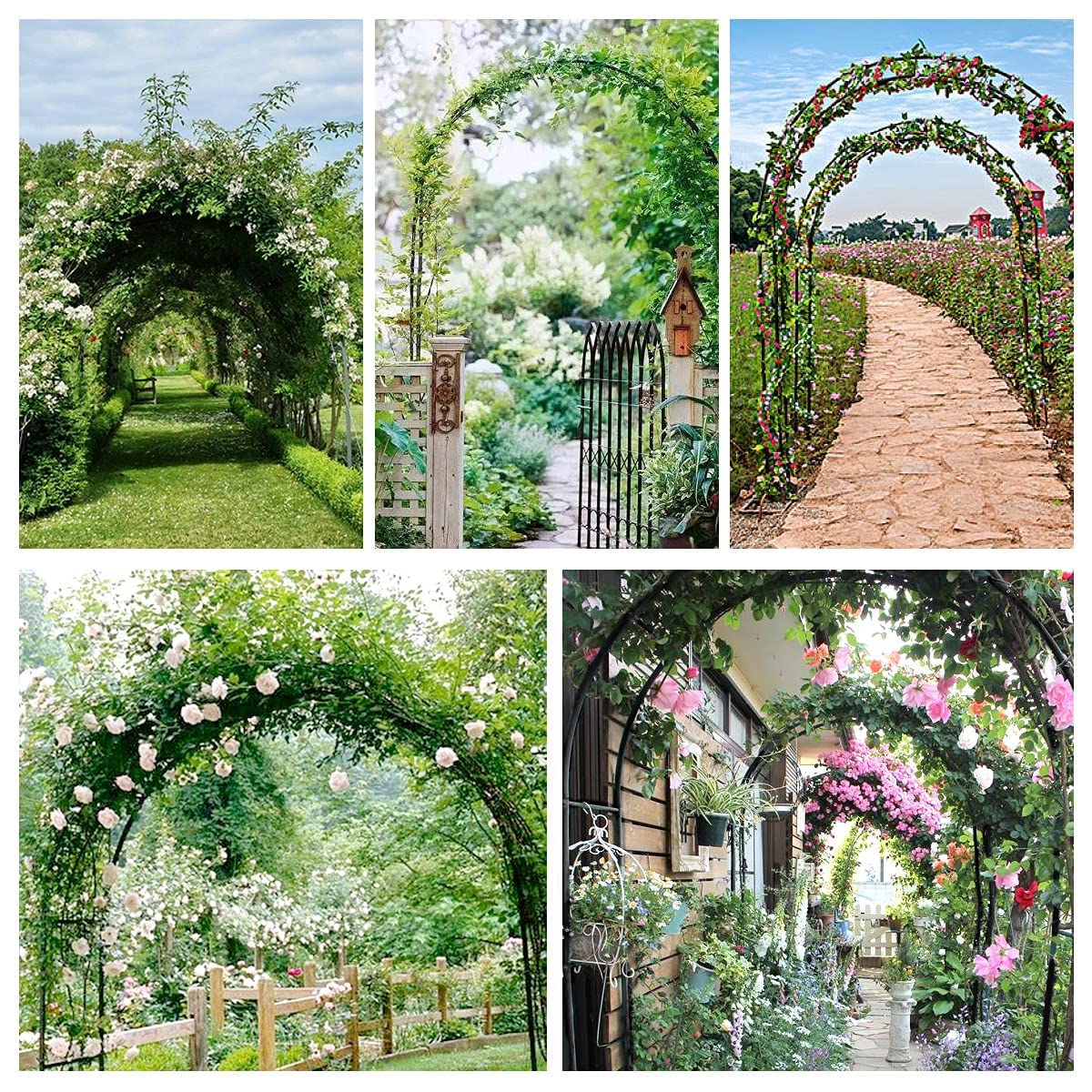 Arche Jardin pour Rosiers Plantes Grimpantes, 188x230cm Metal Arceau à Rosiers, Arche de Rosiers Vigne Mariage, Pergola Tonnelle de Jardin, Intérieur Extérieur Décoration de Fête de Mariage (Noir)