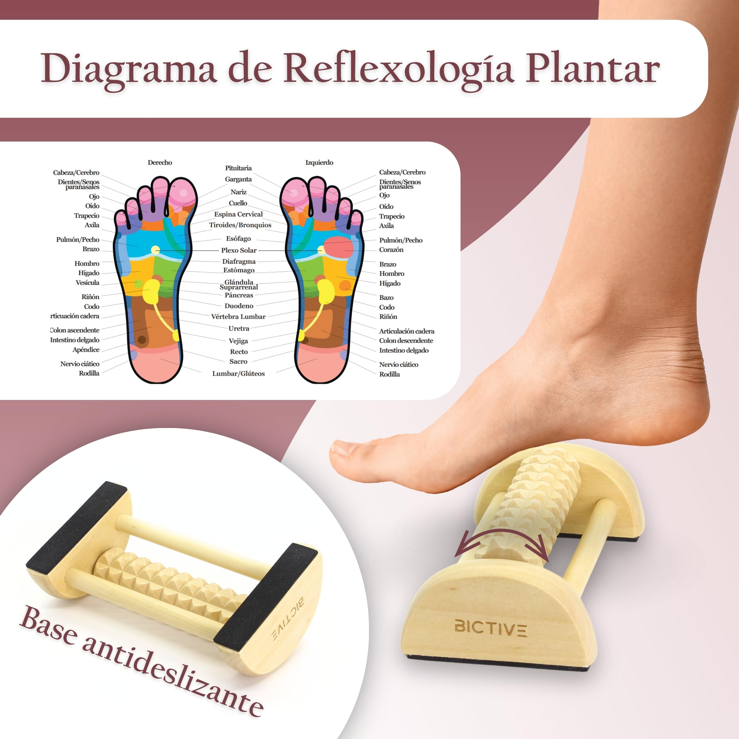 Kit de Masaje Corporal 5 en 1, Masajeador Madera, Reflexología Podal, Rodillo Fascitis Plantar, Masaje Pies, Celulitis, Masajeador Manual, Masajeador de Pies y Piernas Rodillo Masaje Muscular