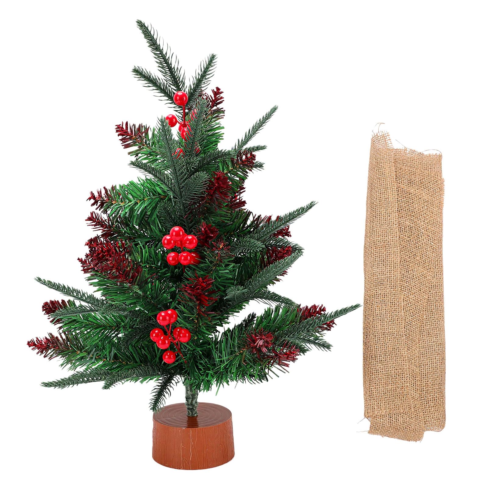 Ejoyous Albero di Natale Artificiale Mini, Pino Decorativo con Bacche,
