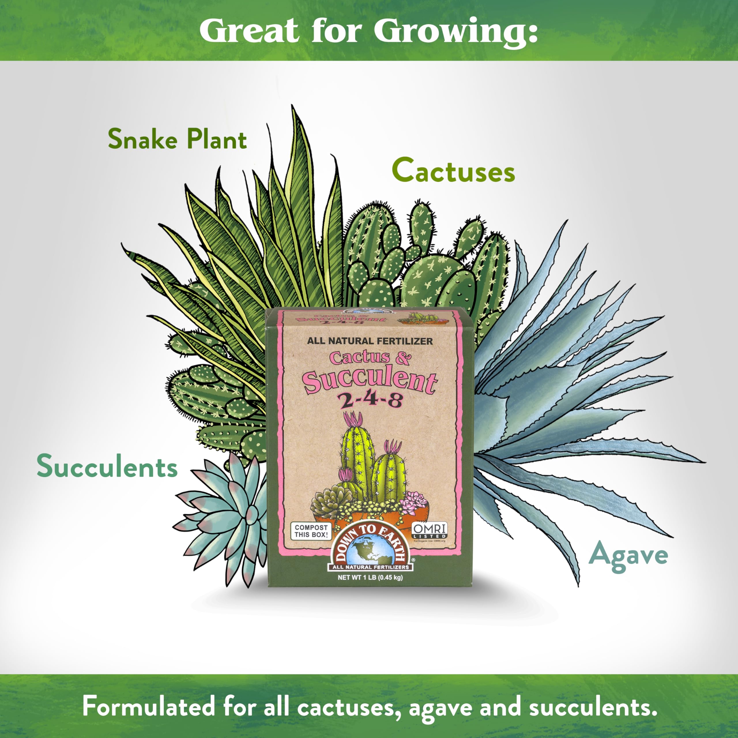 Amazon.com : Down To Earth All Natural Fertilizers Organic Cactus &  Succulent Mix - Plant Food for Cactuses, Agaves, Aloes, Jades, and Yuccas  2-4-8, 1 lb : Patio, Lawn & Garden