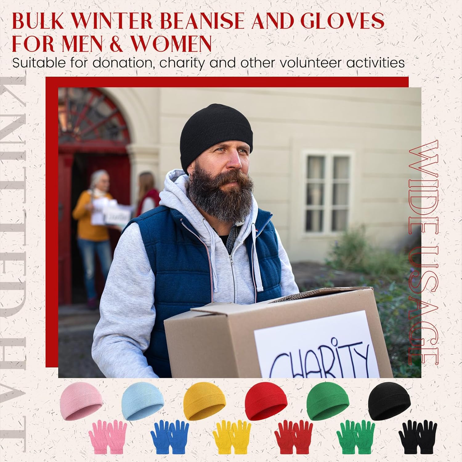 Tarpop 96 Pcs Winter Beanies and Gloves Bulk, Cold Weather Unisex Winter Hat and Gloves for Homeless Men Women - Image 6