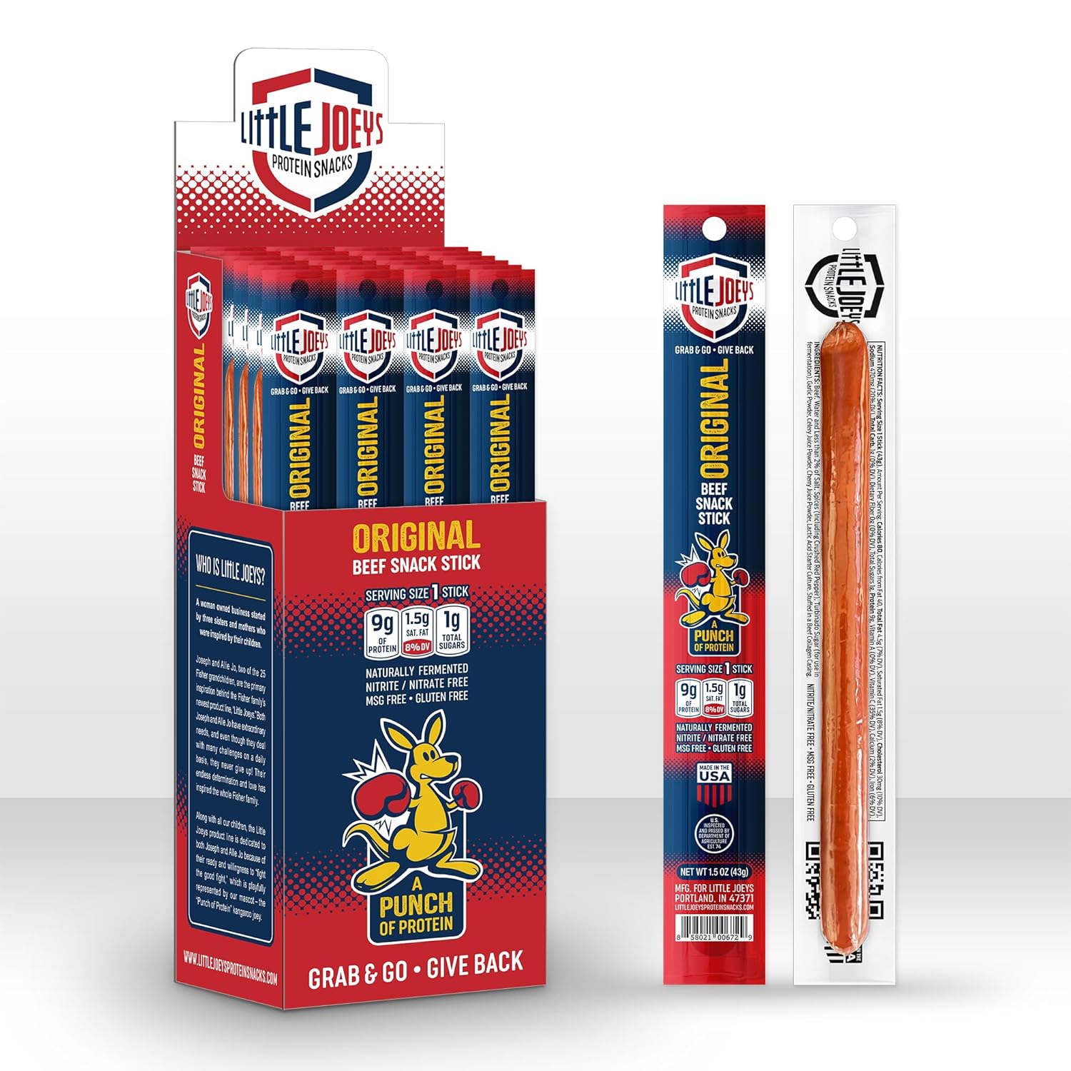 Little Joeys Original Beef Snack Sticks – 24 Count Box – High Protein Meat Snacks for Adults & Kids – Keto Friendly, Low Carb, Gluten Free, No Nitrates or MSG – Shelf Stable Beef Jerky Sticks – Made in USA