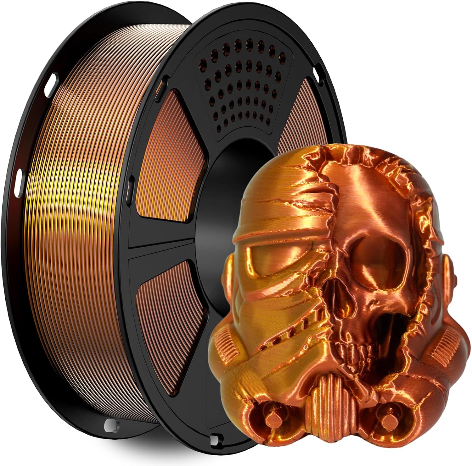 GIANTARM Two-Color Silk PLA Filament 1.75 mm  0.02 mm 1 kg for 3D Printer 1 Vacuum-Packed Spool Shiny Beautiful Color Change Effect PLA Silk Dual Color Gold+Copper