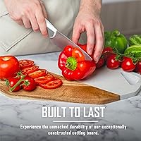 Vista 4 de Wood Marble Cutting Board - 15.8x8.5 - Acacia & White Marble Serving Board with Hanging Hole - Natural Chopping & Charcuterie Platter for Cheese