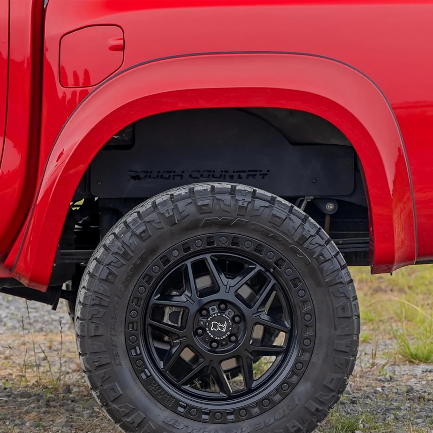 Rough Country Sport Fender Flares for Nissan Frontier (2022-2026) 5' Bed - 1.25" Tire Coverage, 5.75" Height, UV-Protected ABS, Paintable Matte Black
