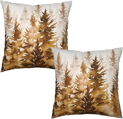 Miniatura 45 de Fundas de Almohada Decorativas de Invierno Navidad Renos Pino Pájaros Cardinales País de las Maravillas Bosque Funda de Almohada 18x18 Juego de 2