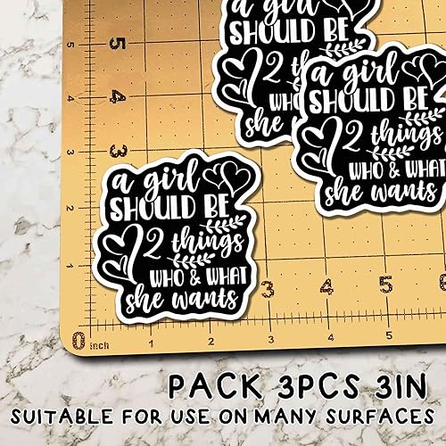Miniatura 2 de (3 unidades) Calcomanías motivacionales Calcomanías inspiradoras A Girl Should Be 2 Things Who and What She Wants - Adhesivo resistente a la