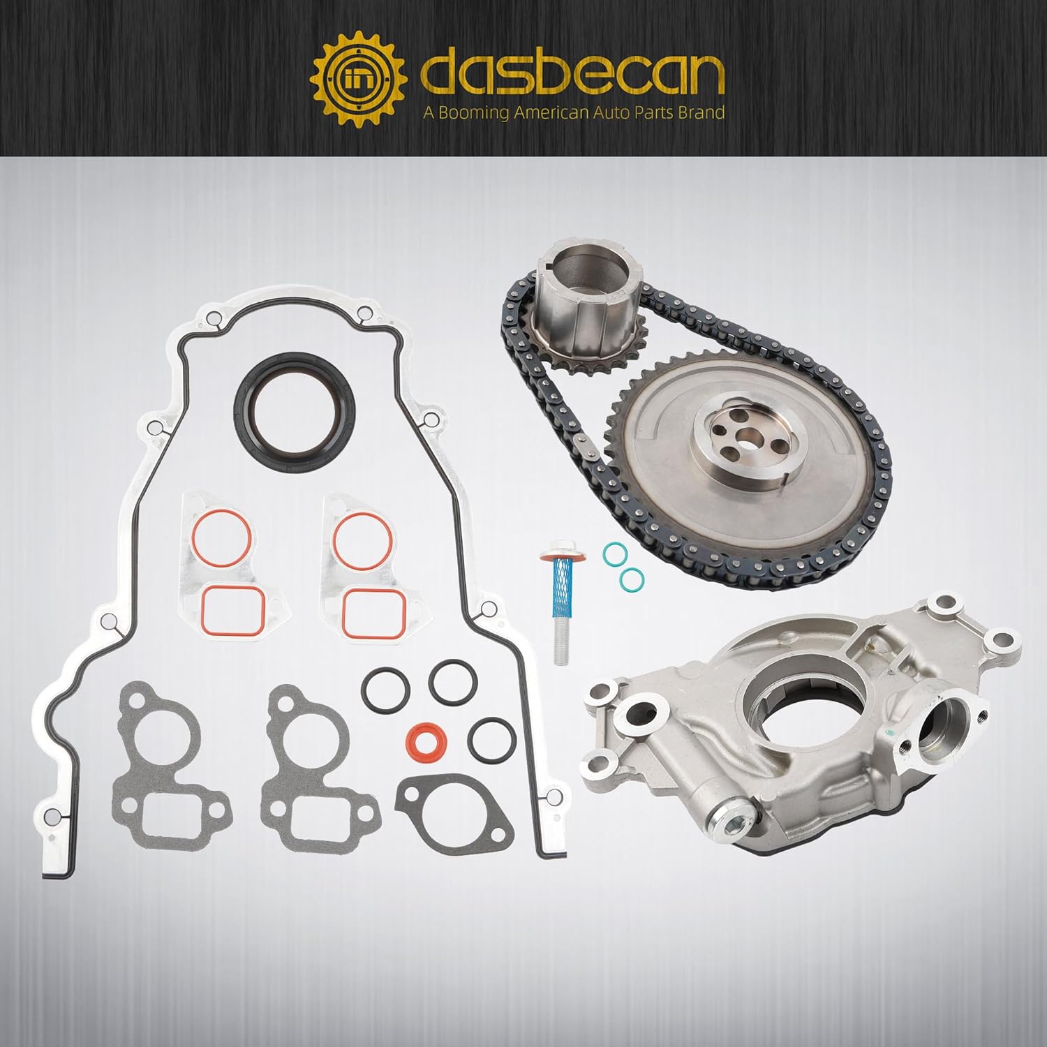 Dasbecan LS High Volume Oil Pump Timing Chain Kit M295HV Compatible with Chevy Silverado Avalanche GMC Sierra Yukon Cadillac Escalade 4.8L 5.3L 5.7L 6.0L LS1 LS2 LS3 L96 LM7 LR4 LQ4 Engine 1997-2013