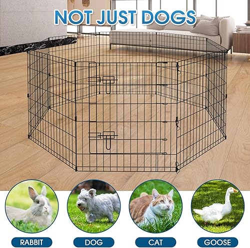 Miniatura 7 de Corral para mascotas, valla para perros, valla de alambre de metal plegable para interiores, para hacer ejercicio, patio, recinto para mascotas,