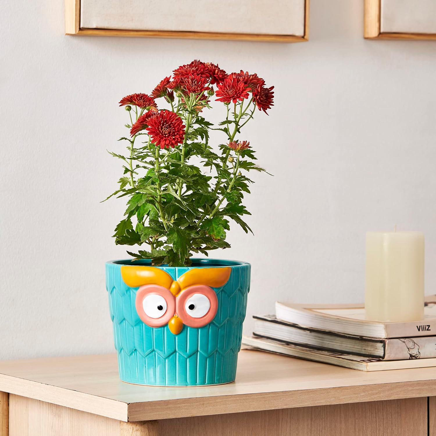 Chumbak The Wise Owl Planter Teal, Medium, Vases & Planters, Home Decor, Garden and Outdoor