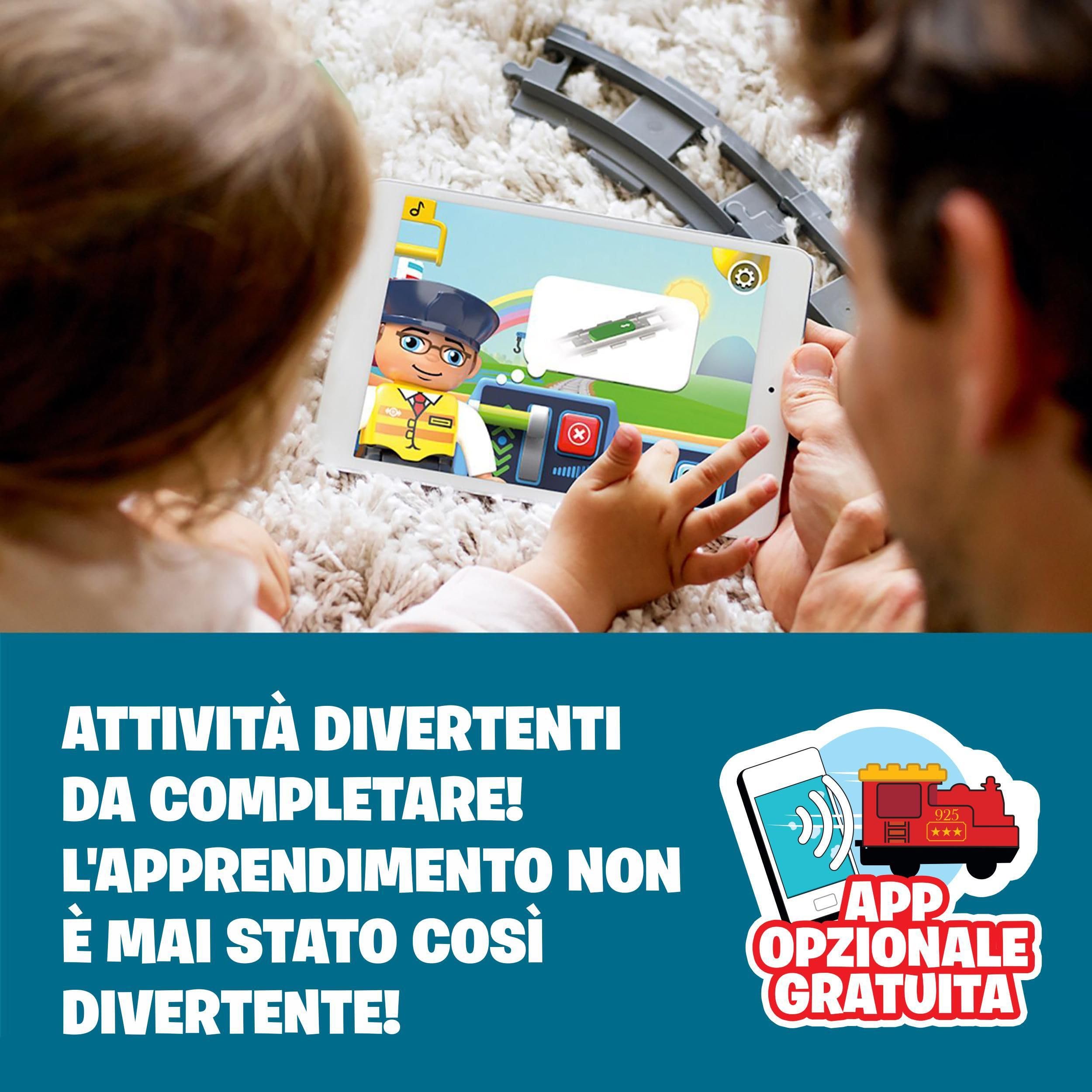 LEGO DUPLO Il Grande Treno Merci, Set Push & Go, Luci e Suoni, Costruzioni Creative con Binari, Nave e Gru Giocattolo, Giochi per Bambini e Bambine da 2 a 5 Anni, Idee Regalo di Compleanno 10875