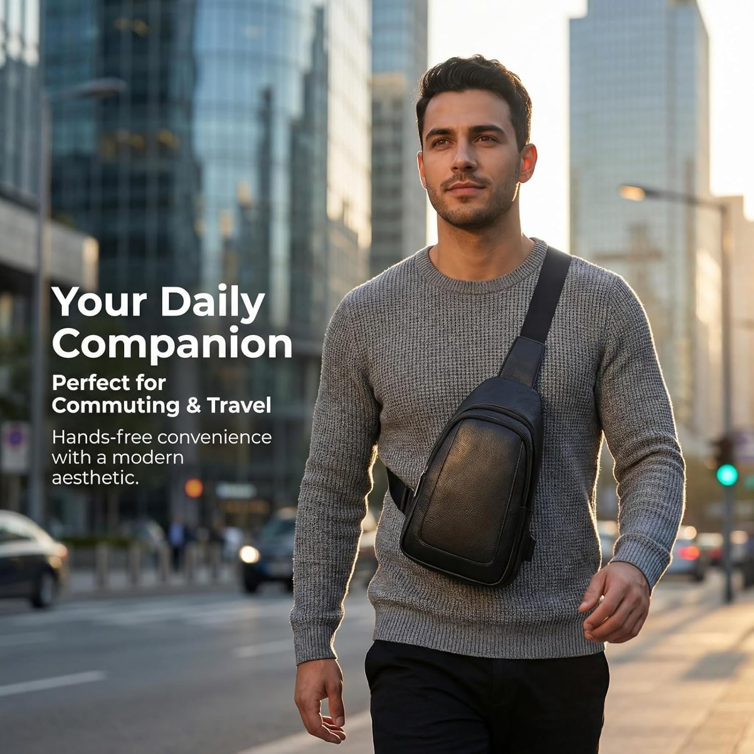 Men's Chest Bag,Sling Crossbody Shoulder Bag,Satchel Pouch Side Crossover Bag,Casual Bag Pack for Travel Daily - Image 2
