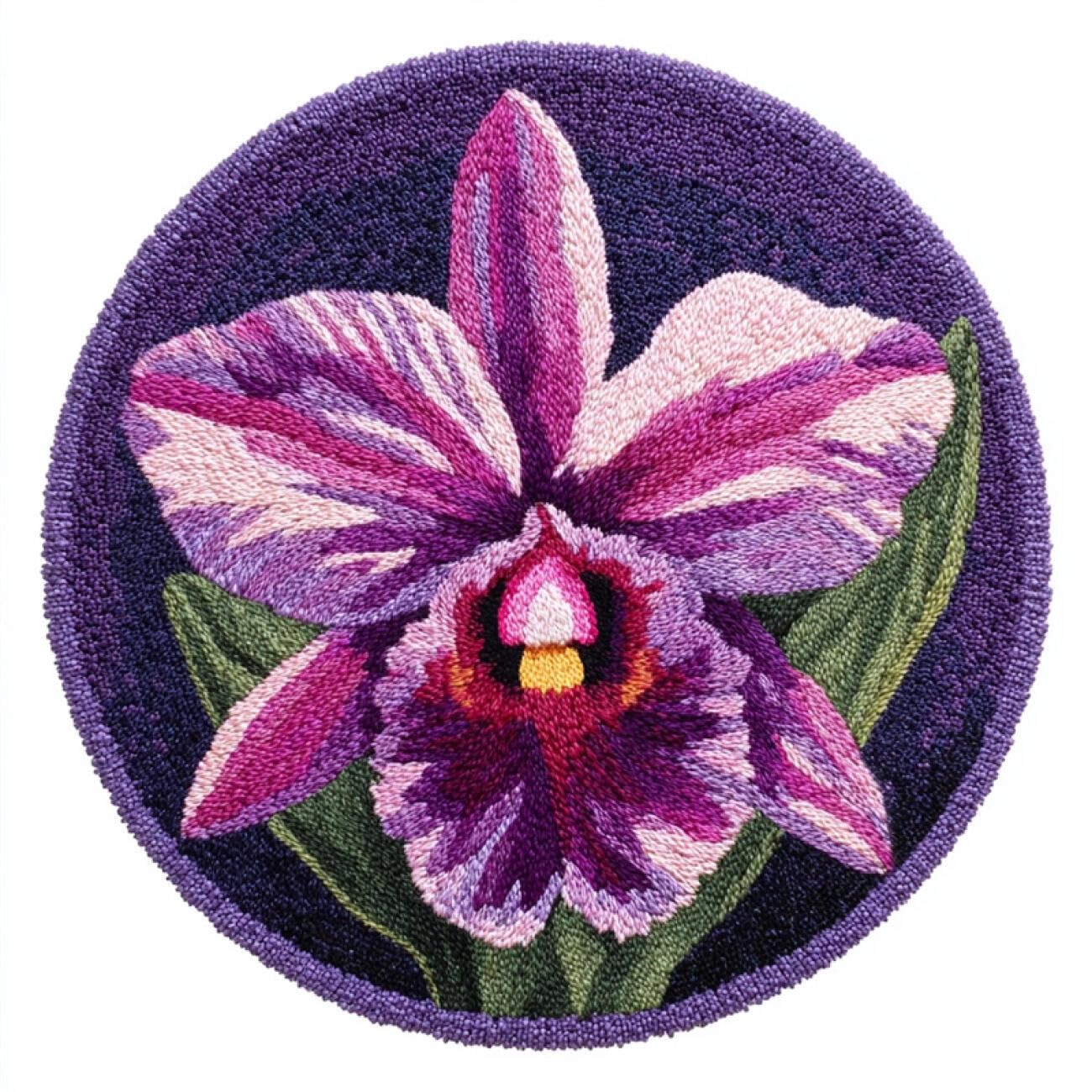 Kitquiver Latch Hook Kit Rug Purple Orchid 60x60cm