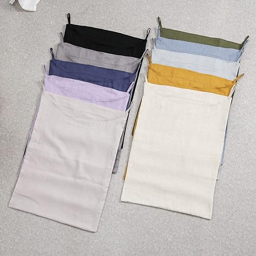 Miniatura 7 de Amazhiyu Pure Linen - Cesta colgante sobre la puerta con cremallera inferior para guardar ropa sucia, color amarillo