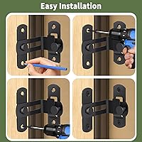 Vista 5 de Cerradura de puerta de granero abatible de 90 grados, cierre de puerta resistente, protege la privacidad para valla de madera de granero puertas