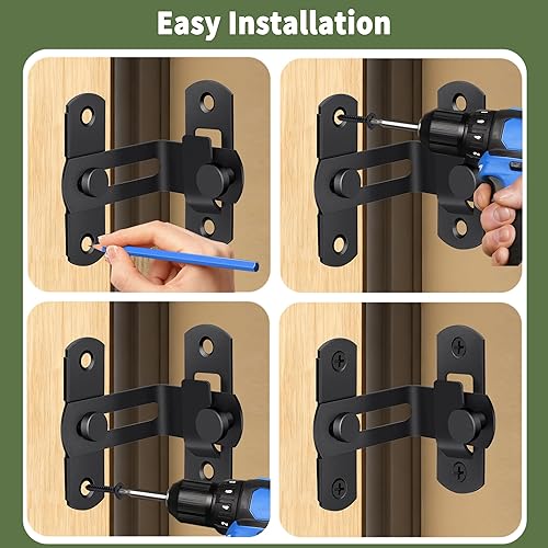 Miniatura 5 de Cerradura de puerta de granero abatible de 90 grados, cierre de puerta resistente, protege la privacidad para valla de madera de granero puertas