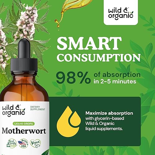 Miniatura 4 de Wild & Organic Motherwort Tintura - Buen estado de ánimo, calma, apoyo general - Suplementos para mujeres con hierba de agripalma - Gotas de