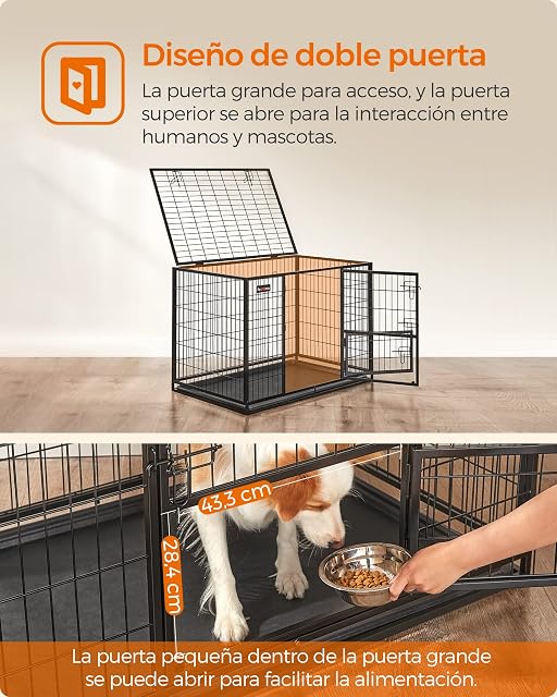Foto 5 de 8 de Feandrea Jaula Pesada para Perros, Jaula de Mascotas, 107 x 70 x 75 cm, para Perros Medios y Grandes